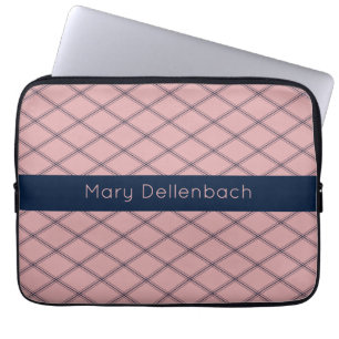 Funda Para Portátil Patrón Art Déco Rosa con banda de nombre naval