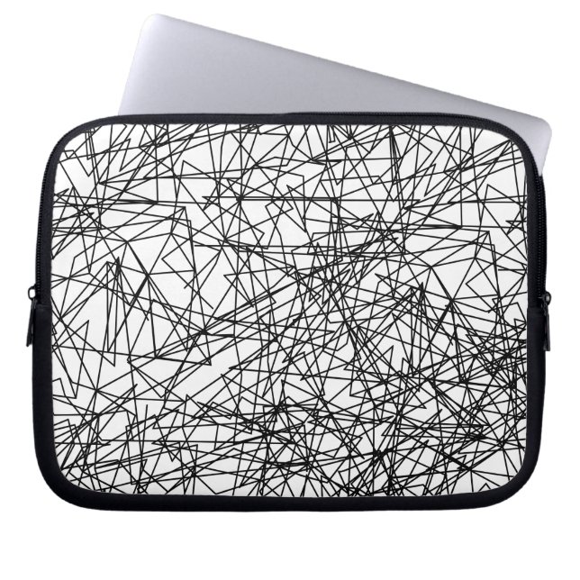Funda Para Portátil patrón artístico abstracto moderno de blanco negro (Frente)
