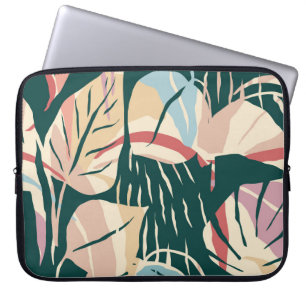 Funda Para Portátil Patrón artístico sin fisuras con hojas abstractas.