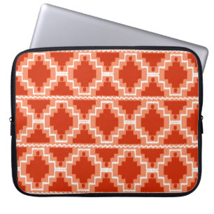 Funda Para Portátil Patrón Aztec Ikat - Arroz, Naranja y blanco