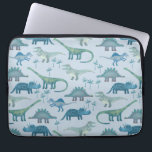 Funda Para Portátil Patrón azul de Dinosau<br><div class="desc">Montones de dinosaurios azules,  Tyrannosaurus rex,  Spinosaurus,  Stegosaurus,  Diplodocuments y Triceratops. ¡Ayuda!</div>