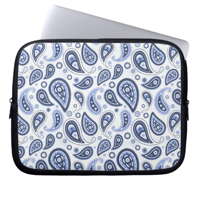 Funda Para Portátil Patrón azul paisley (Frente)