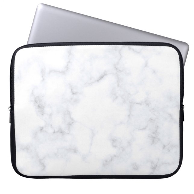 Funda Para Portátil Patrón blanco de textura de mármol (Frente)