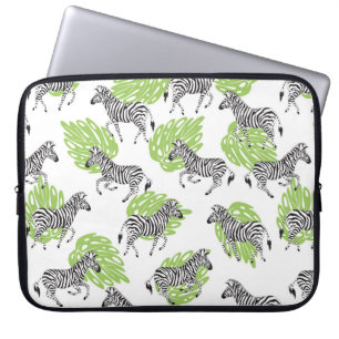 Funda Para Portátil Patrón blanco sin foco con cebras. ilustracion