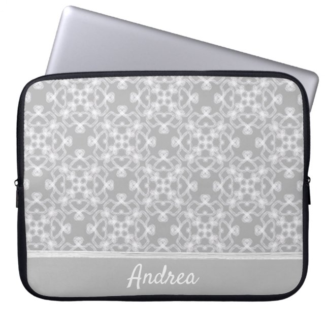 Funda Para Portátil Patrón blanco y gris personalizado (Frente)