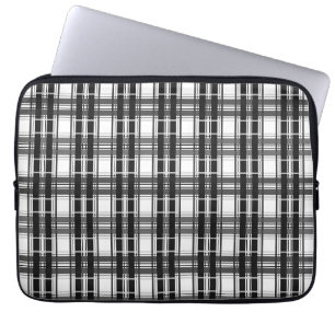 Funda Para Portátil Patrón blanco y negro Geometría de Tartán verifica