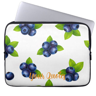 Funda Para Portátil Patrón Botánico de Arándano en Acuarela Azul