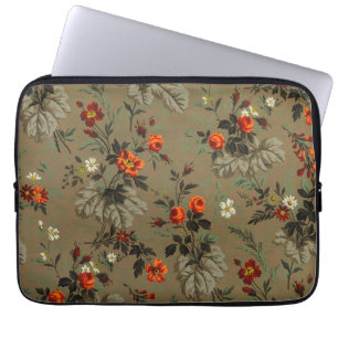 Funda Para Portátil Patrón Botánico de Rosa Naranja Floral Oscura Vint