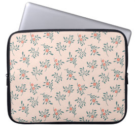 Funda Para Portátil Patrón Botánico Floral Teñido de Verde Azul