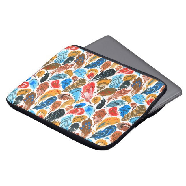 Funda Para Portátil Patrón brillante con plumas de pájaro (Superior anverso)
