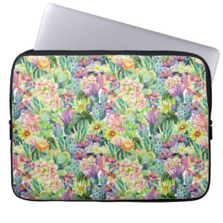 Funda Para Portátil Patrón Cacti de color de agua exótico