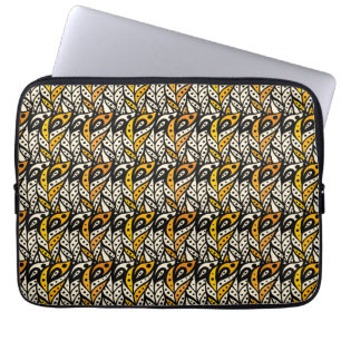 Funda Para Portátil Patrón caprichoso negro y dorado