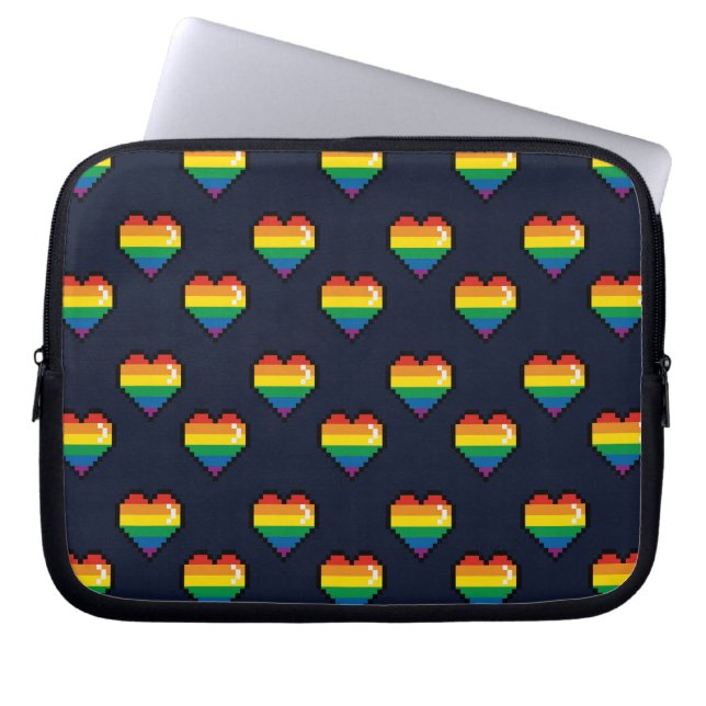 Funda Para Portátil Patrón cardíaco arco iris de 8 bits (Frente)