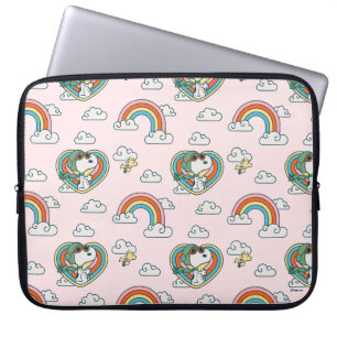 Funda Para Portátil Patrón cardíaco arcoiris Snoopy & Woodstock