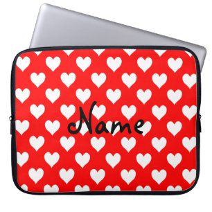 Funda Para Portátil Patrón cardíaco blanco y rojo personalizado