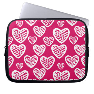 Funda Para Portátil Patrón cardíaco negrita rojo y blanco resquebrajad