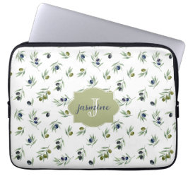 Funda Para Portátil Patrón Chic de Acuarela con Nombre y Monograma Ver