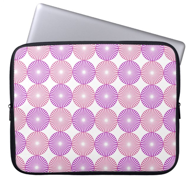 Funda Para Portátil Patrón circular rosa y morado (Frente)