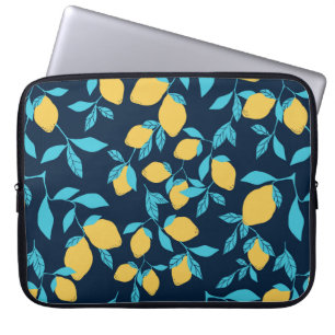 Funda Para Portátil Patrón cítrico simple. limones maduros y hojas bri