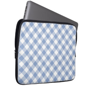 Funda Para Portátil Patrón clásico de Gingham azul comprobado