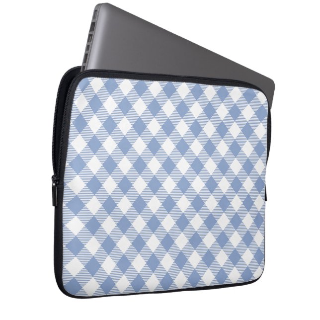 Funda Para Portátil Patrón clásico de Gingham azul comprobado (Anverso derecho)
