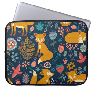 Funda Para Portátil Patrón colorido con un foxfox,patrón,bosque,caída