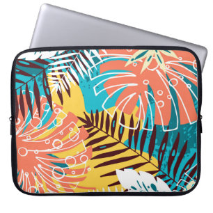 Funda Para Portátil Patrón colorido de hojas de selva tropical.