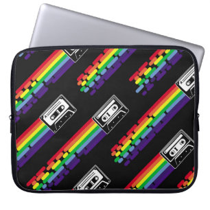 Funda Para Portátil Patrón colorido sobre fondo negro. Casas compactas