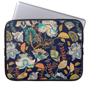 Funda Para Portátil Patrón colorido y transparente. Fondo floral. Fluj