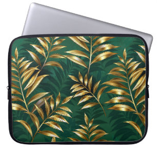Funda Para Portátil Patrón continuo con helechos dorados