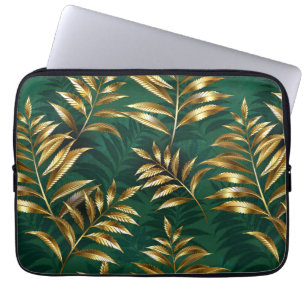 Funda Para Portátil Patrón continuo con helechos dorados