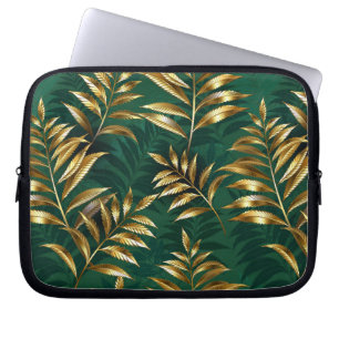 Funda Para Portátil Patrón continuo con helechos dorados