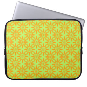 Funda Para Portátil Patrón continuo de flores verdes naranjas