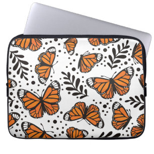 Funda Para Portátil Patrón continuo de mariposa monarca dibujada a man
