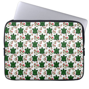 Funda Para Portátil Patrón continuo de tortuga linda y floral 