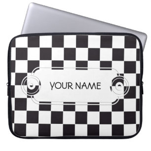 Funda Para Portátil Patrón cuadrado de ajedrez - negro + tu fondo