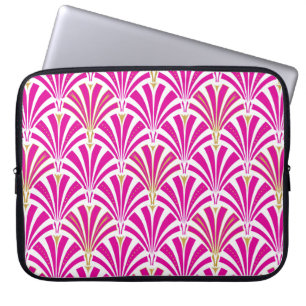 Funda Para Portátil patrón de abanico Art Deco - rosa menta
