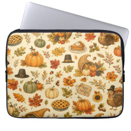Funda Para Portátil Patrón de Acción de Gracias en acuarela