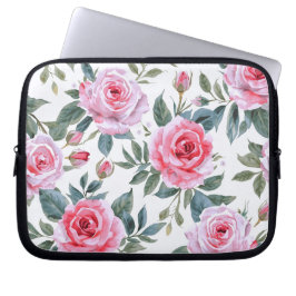 Funda Para Portátil Patrón de Acuarela Cottagecore Floral Rosa