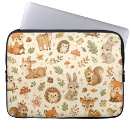 Funda Para Portátil Patrón de acuarela de animales adorables del bosqu