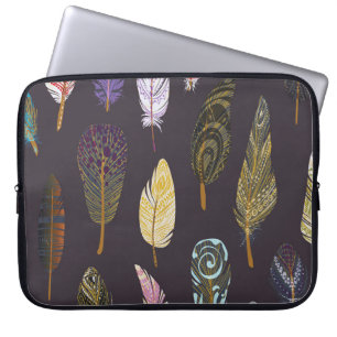Funda Para Portátil Patrón de acuarela de plumas de pájaro coloridas