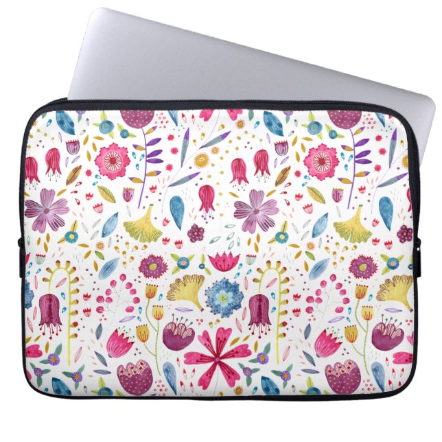 Funda Para Portátil Patrón de acuarela floral (Frente)