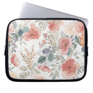 Funda Para Portátil Patrón de Acuarela Floral Jardín Coral Rubor
