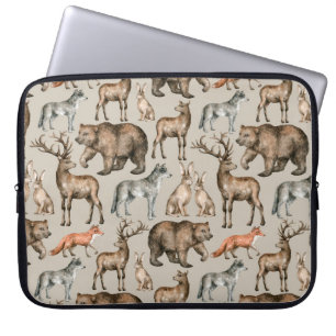 Funda Para Portátil Patrón de acuarela sin fisuras con animales silves