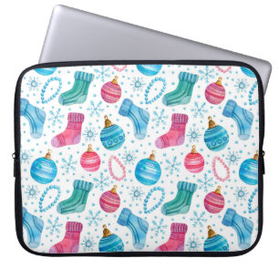 Funda Para Portátil Patrón de acuarela sin fisuras con Navidad
