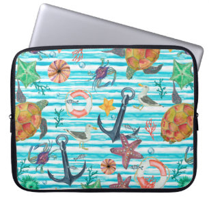 Funda Para Portátil Patrón de acuarela sin fisuras con tortugas,