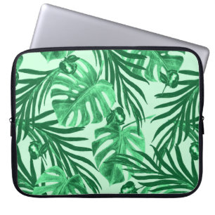 Funda Para Portátil Patrón de acuarela transparente con hojas tropical