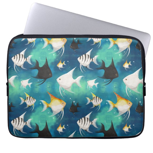 Funda Para Portátil Patrón de acuario de peces angulares (Frente)