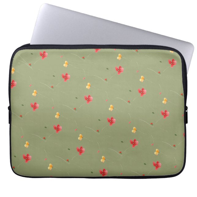 Funda Para Portátil Patrón de amapola floral sin soldadura (Frente)