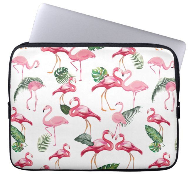 Funda Para Portátil Patrón de amor de flamencos (Frente)